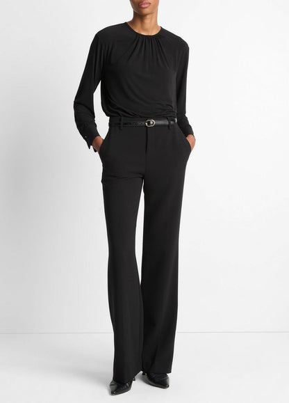 Matte Jersey Gathered Blouse in Long Sleeve | VINCE Women