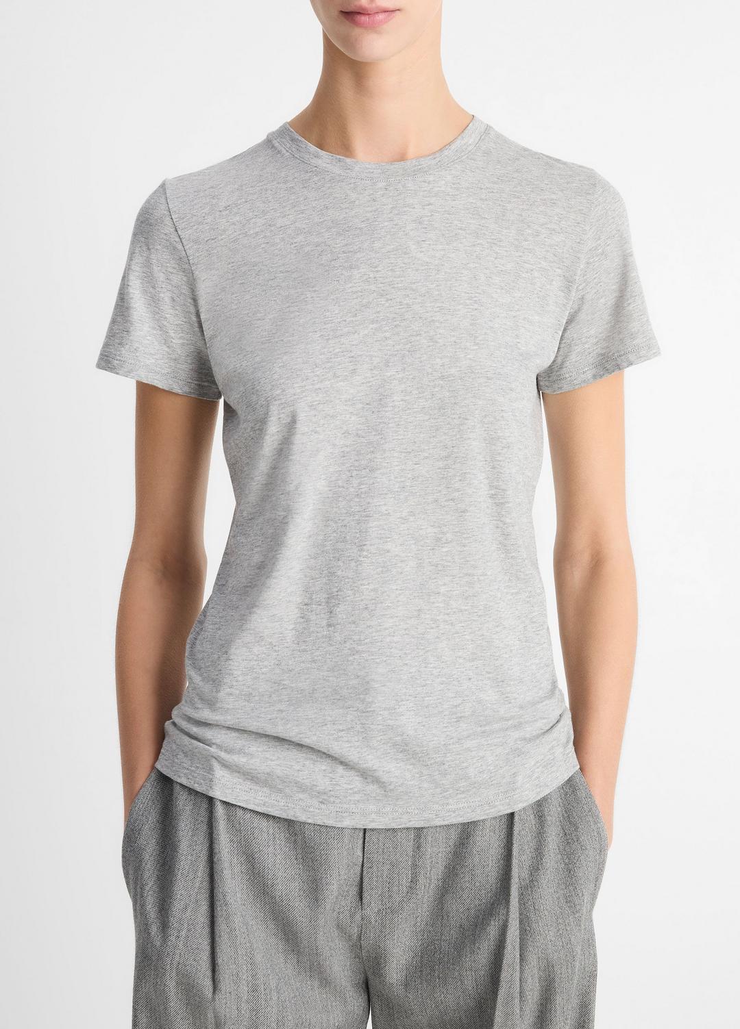 Essential Pima Cotton Crew Neck T-Shirt in Short Sleeve | VINCE Women