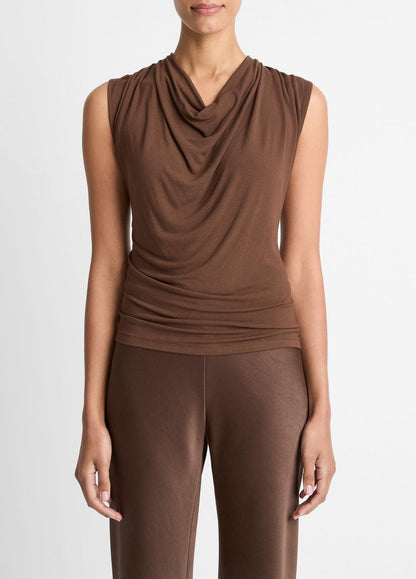 Jersey Draped Cowl-Neck Top in Tank Tops | VINCE Women