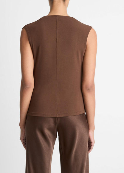 Jersey Draped Cowl-Neck Top in Tank Tops | VINCE Women