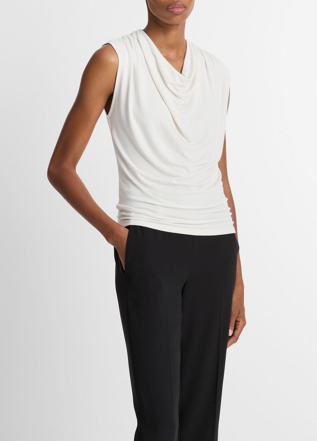 Jersey Draped Cowl-Neck Top in Tank Tops | VINCE Women