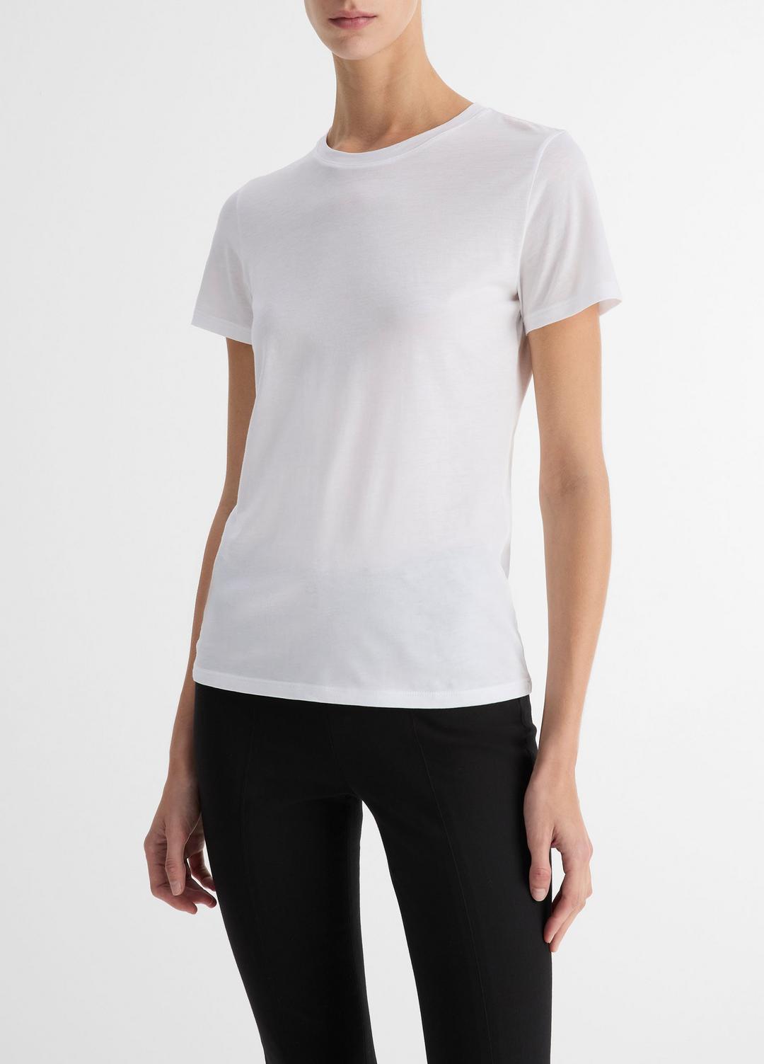 Essential Pima Cotton Crew Neck T-Shirt in Short Sleeve | VINCE Women