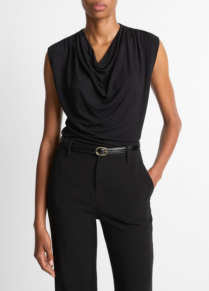 Jersey Draped Cowl-Neck Top in Tank Tops | VINCE Women