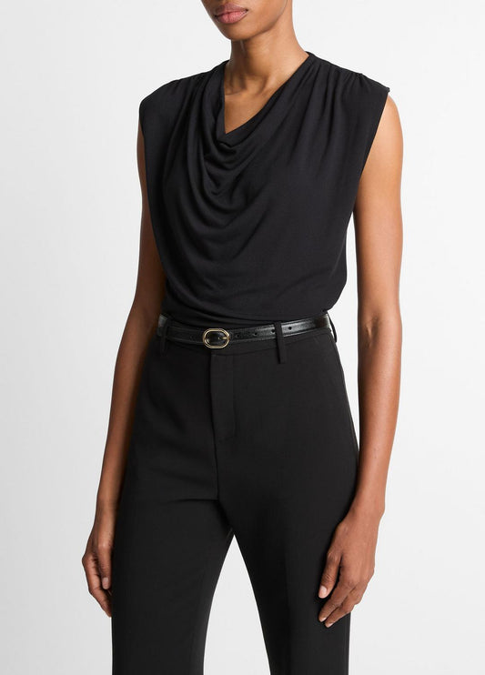 Jersey Draped Cowl-Neck Top in Tank Tops | VINCE Women