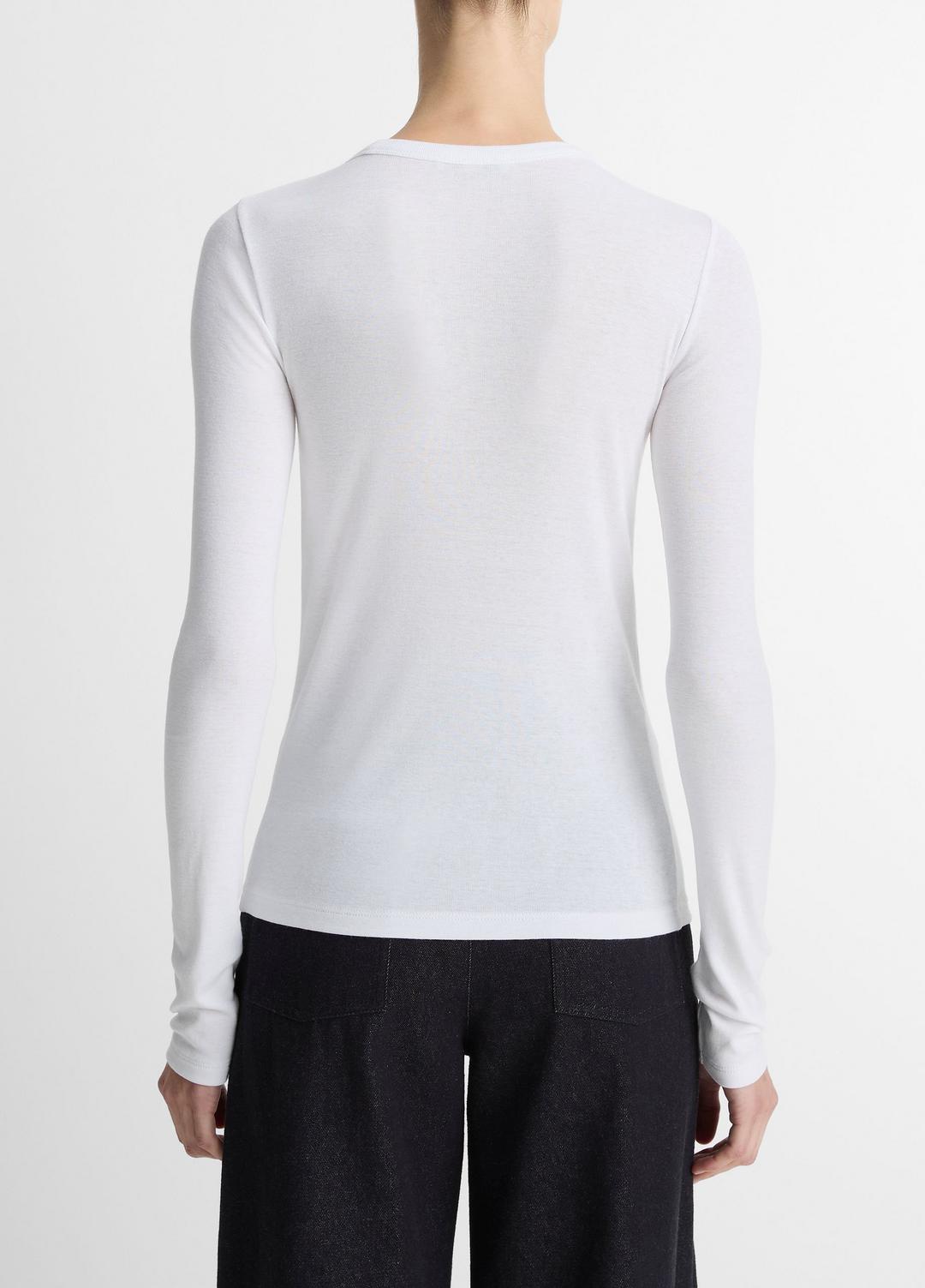 Essential Pima Cotton-Blend Long-Sleeve T-Shirt in Long Sleeve | VINCE Women