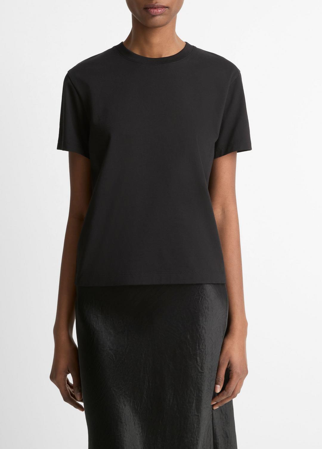 Pima Cotton Crew Neck T-Shirt in Short Sleeve | VINCE Women