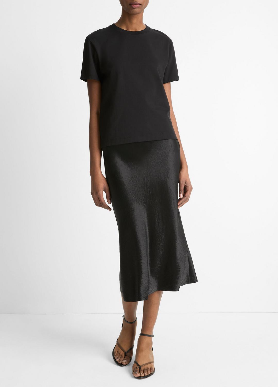 Pima Cotton Crew Neck T-Shirt in Short Sleeve | VINCE Women