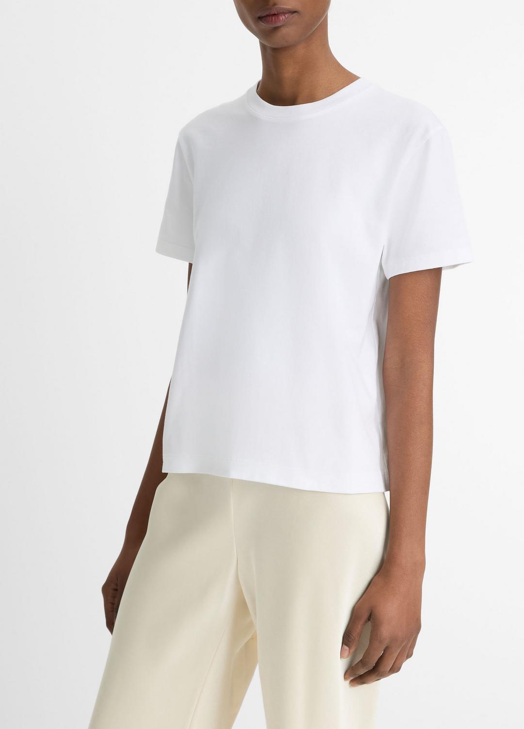 Pima Cotton Crew Neck T-Shirt in Short Sleeve | VINCE Women