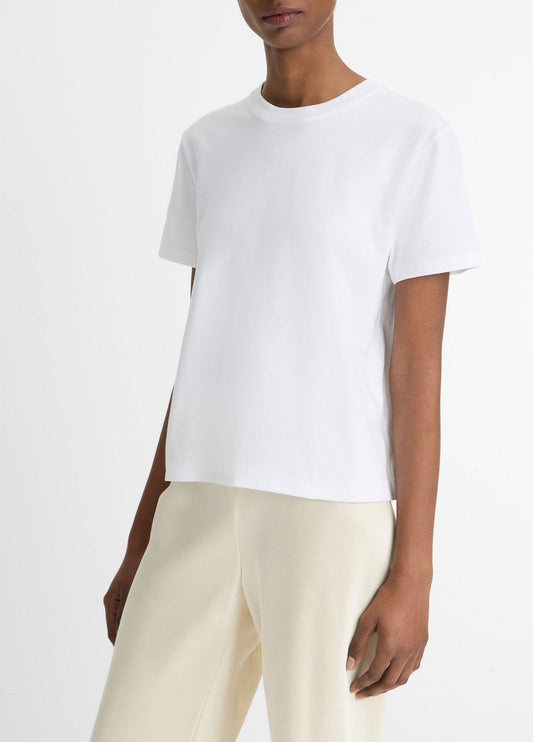 Pima Cotton Crew Neck T-Shirt in Short Sleeve | VINCE Women