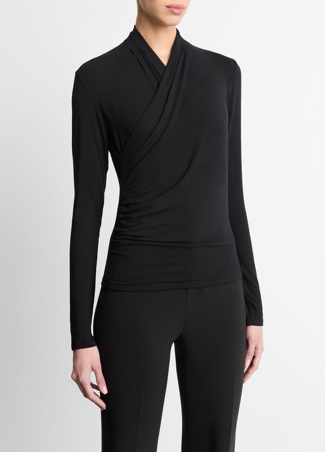 Fixed Wrap Long-Sleeve Top in Long Sleeve | VINCE Women