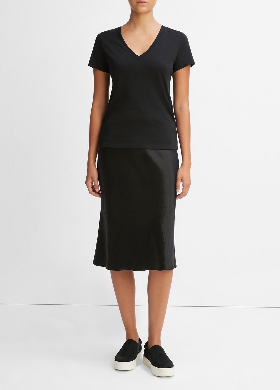 Essential Pima Cotton V-Neck T-Shirt in Short Sleeve | VINCE Women