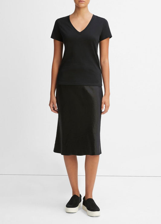 Essential Pima Cotton V-Neck T-Shirt in Short Sleeve | VINCE Women