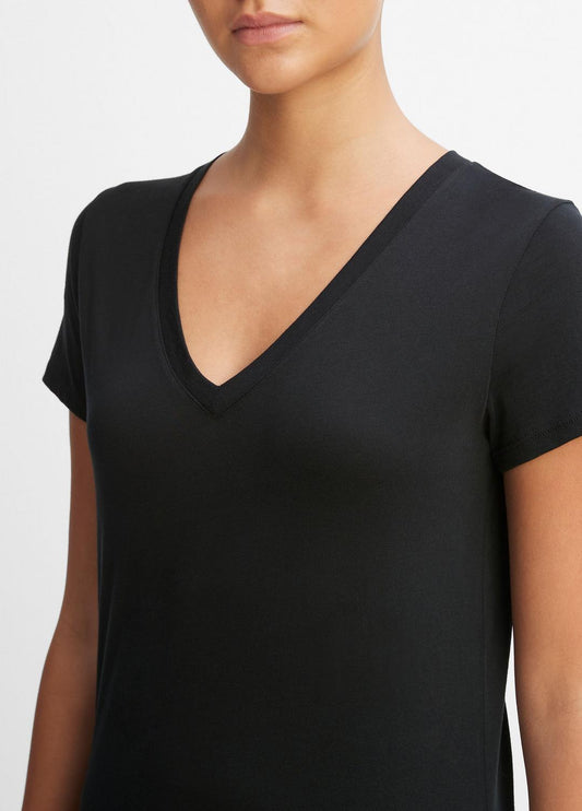 Essential Pima Cotton V-Neck T-Shirt in Short Sleeve | VINCE Women