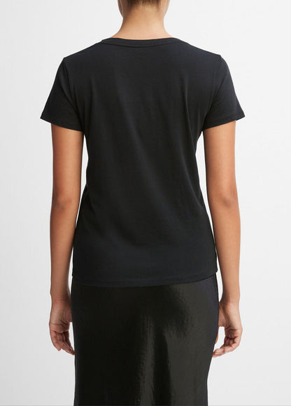 Essential Pima Cotton V-Neck T-Shirt in Short Sleeve | VINCE Women