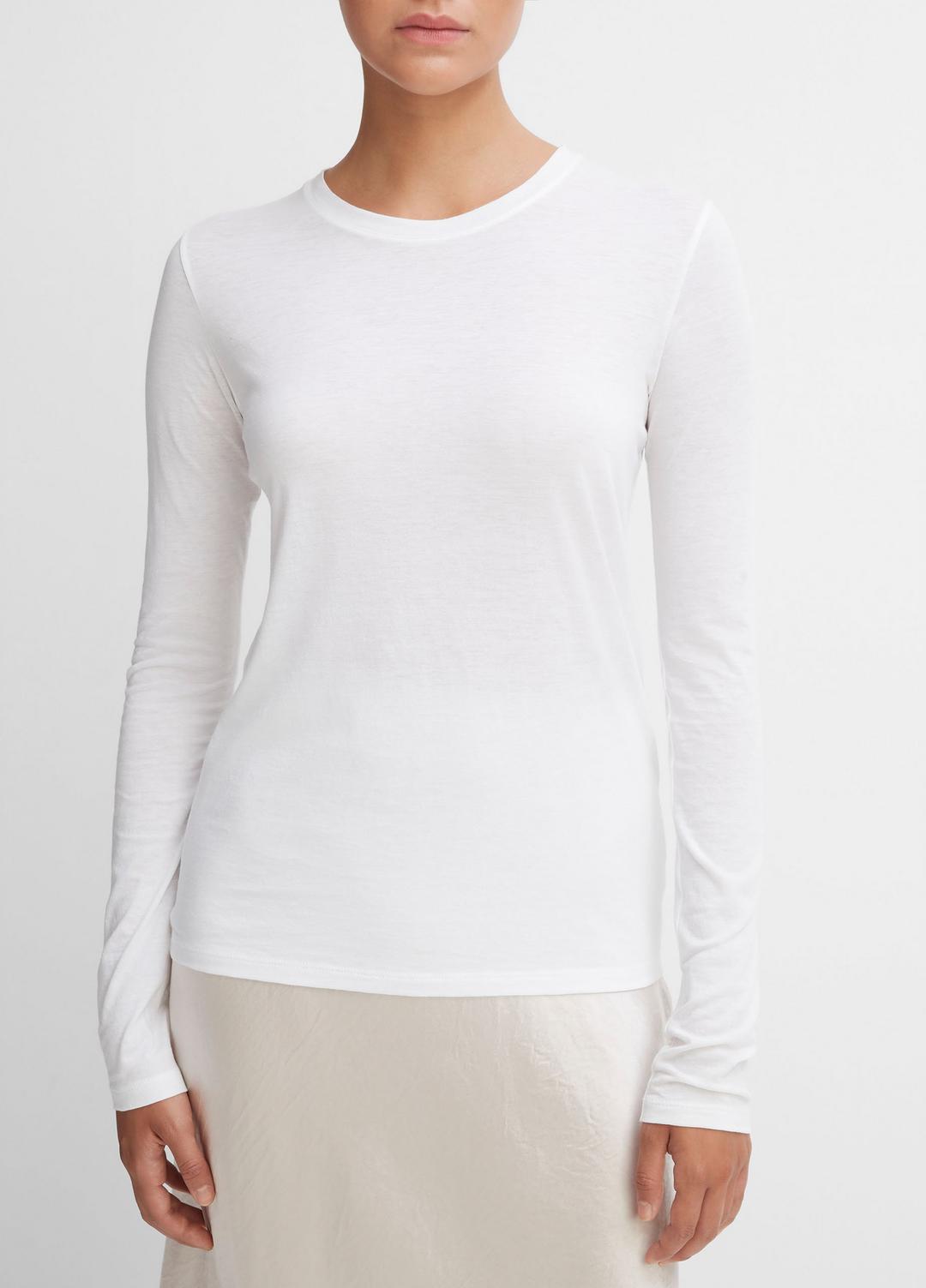 Essential Long Sleeve Crew Neck T-Shirt in Long Sleeve | VINCE Women
