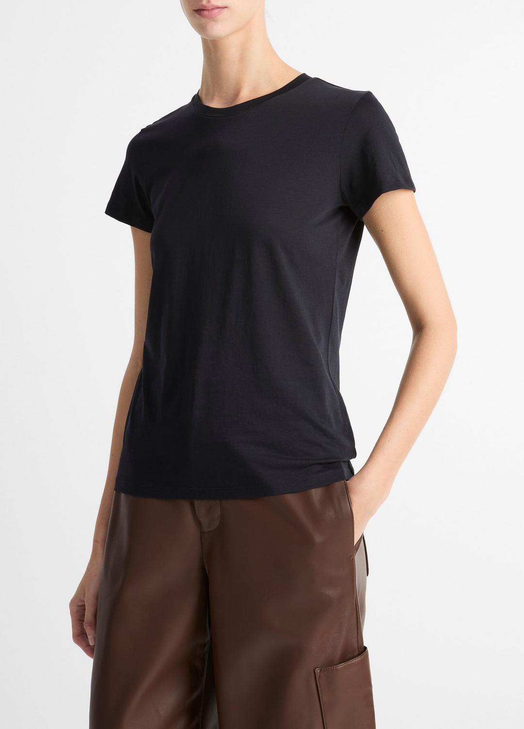 Essential Pima Cotton Crew Neck T-Shirt in Short Sleeve | VINCE Women