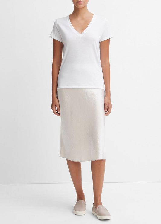 Essential Pima Cotton V-Neck T-Shirt in Short Sleeve | VINCE Women