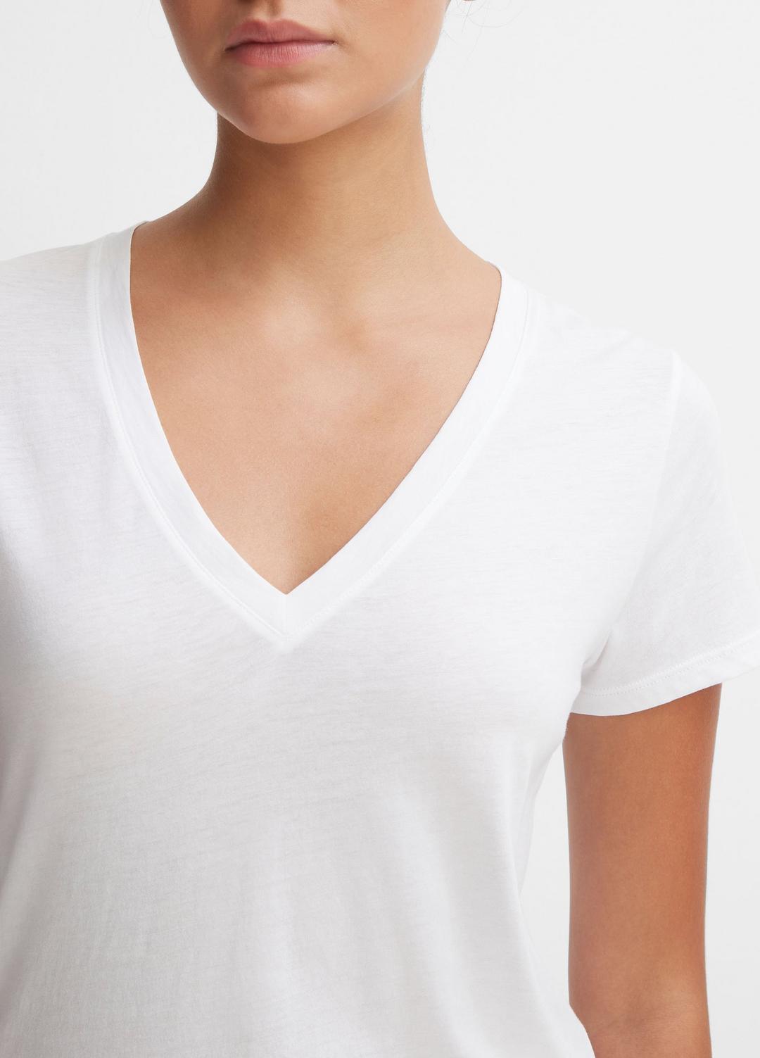 Essential Pima Cotton V-Neck T-Shirt in Short Sleeve | VINCE Women