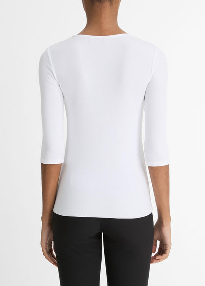 Elbow-Sleeve Crew Neck T-Shirt in Short Sleeve | VINCE Women