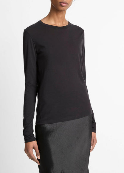 Essential Long Sleeve Crew Neck T-Shirt in Long Sleeve | VINCE Women