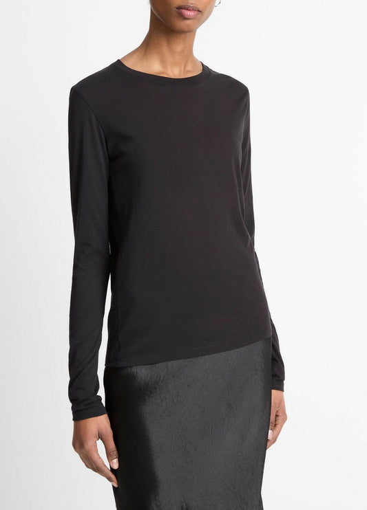 Essential Long Sleeve Crew Neck T-Shirt in Long Sleeve | VINCE Women