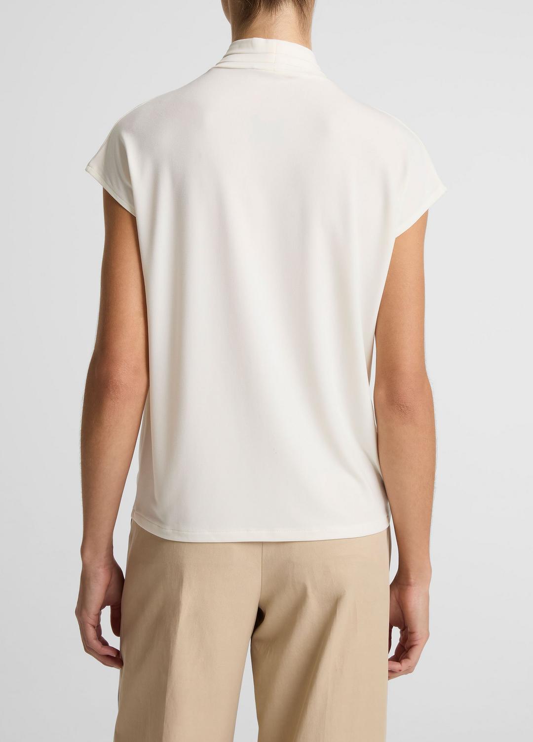 Twist-Neck Matte Jersey Cap-Sleeve Top  in Short Sleeve | VINCE Women