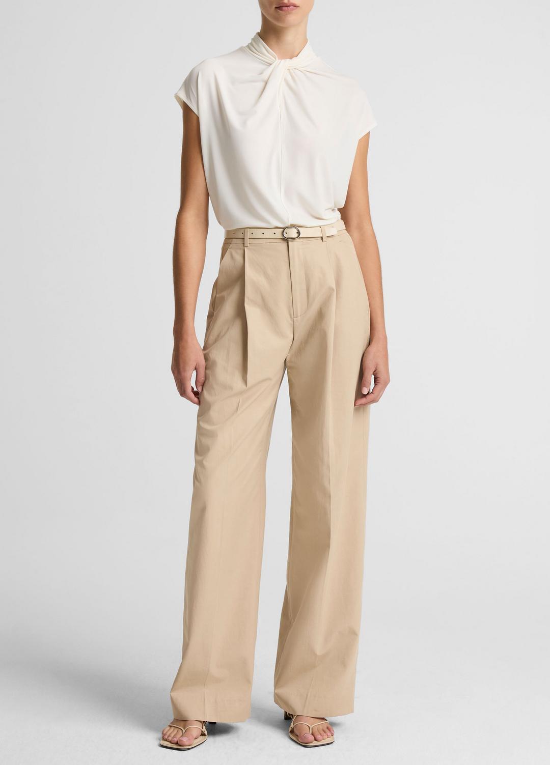 Twist-Neck Matte Jersey Cap-Sleeve Top  in Short Sleeve | VINCE Women