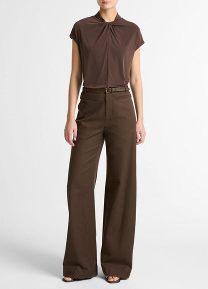 Twist-Neck Matte Jersey Cap-Sleeve Top  in Short Sleeve | VINCE Women