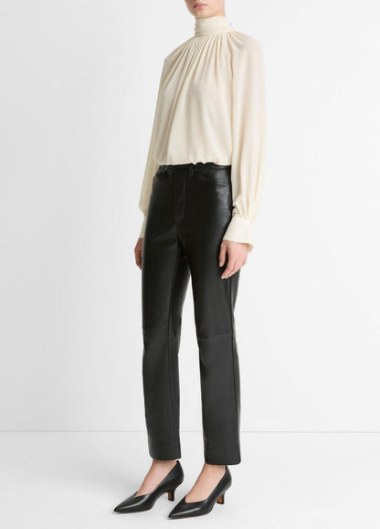 Leather Straight-Leg Trouser in Trousers | VINCE Women