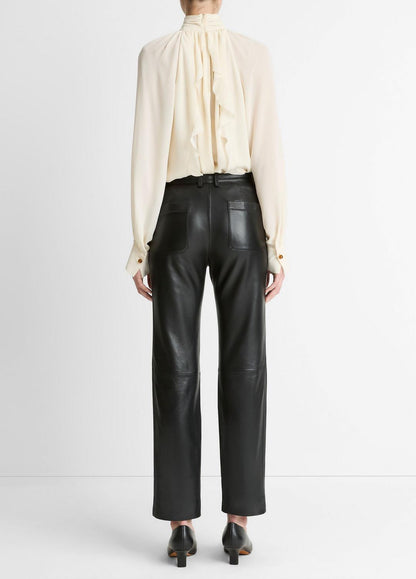 Leather Straight-Leg Trouser in Trousers | VINCE Women