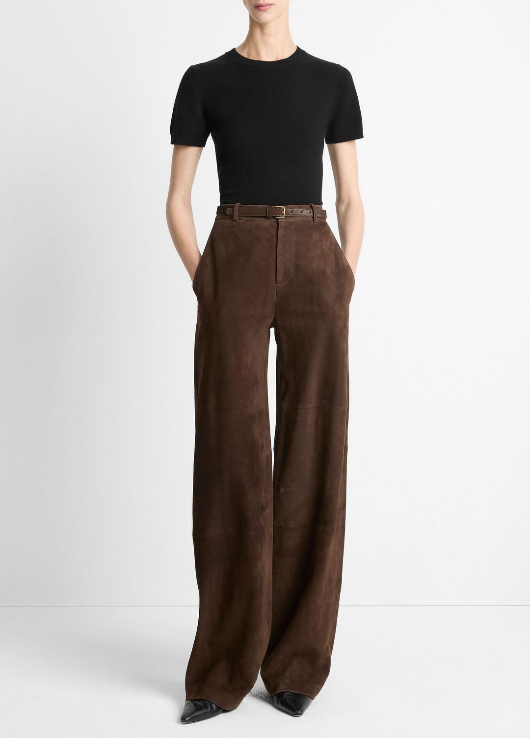 Suede Mid-Rise Trouser in Trousers | VINCE Women