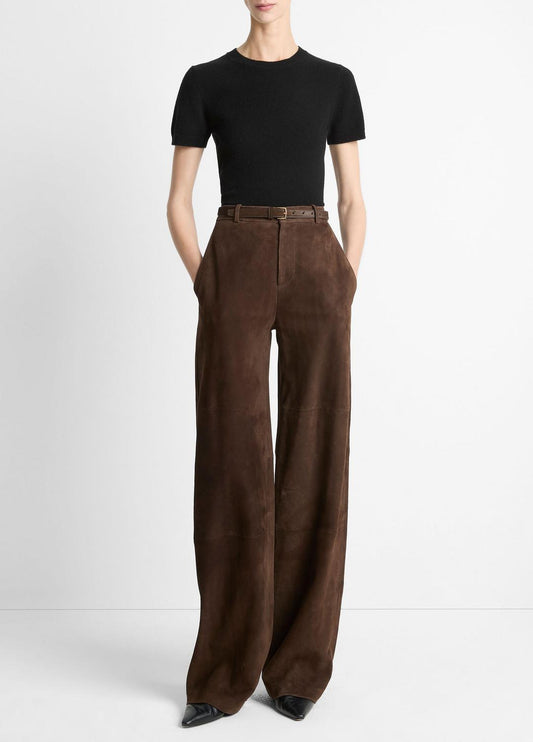 Suede Mid-Rise Trouser in Trousers | VINCE Women