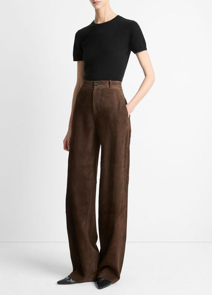 Suede Mid-Rise Trouser in Trousers | VINCE Women