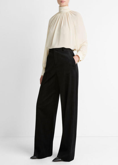 Italian Velvet High-Waist Wide-Leg Trouser in Wide Leg | VINCE Women