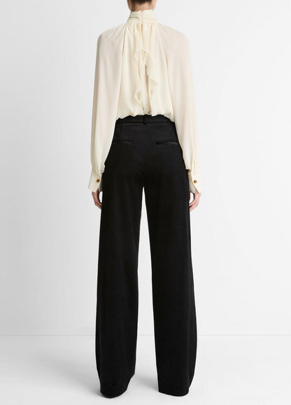 Italian Velvet High-Waist Wide-Leg Trouser in Wide Leg | VINCE Women