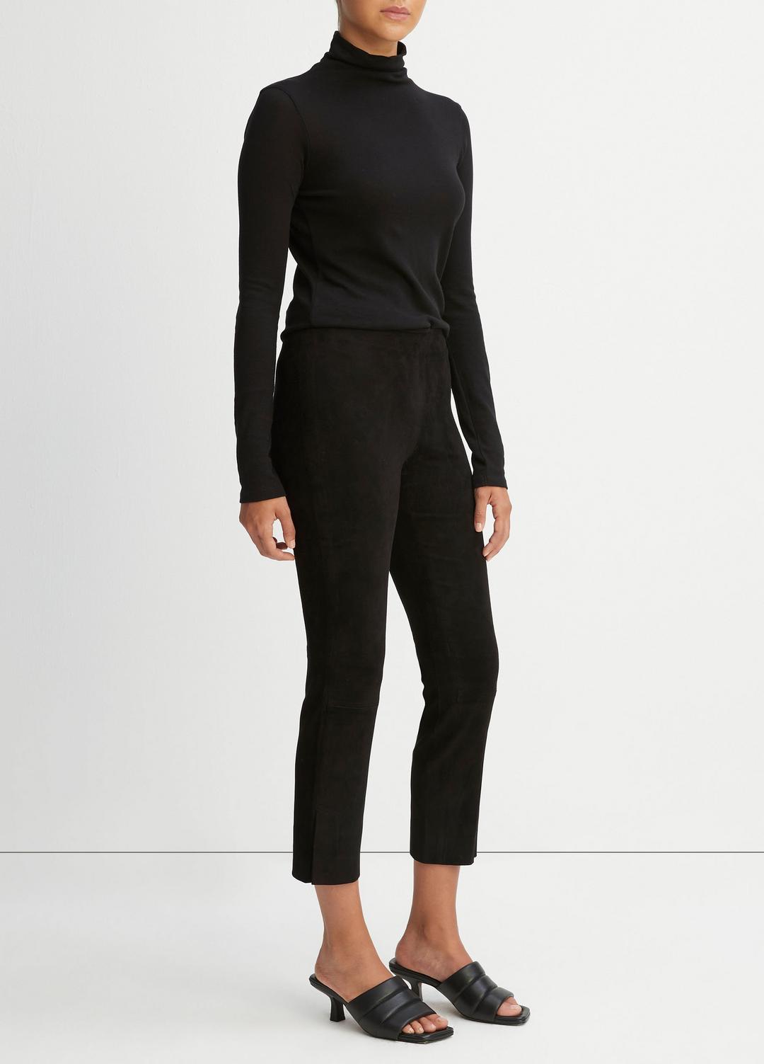 Stretch Suede Split Hem Crop Legging in Leggings | VINCE Women