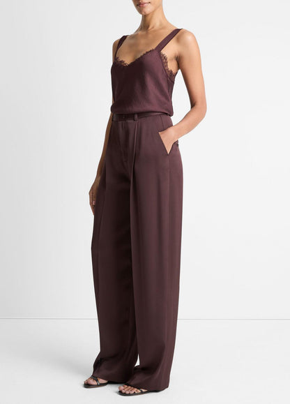 Satin Pleated Wide-Leg Trouser in Trousers | VINCE Women