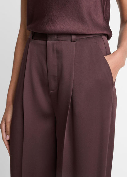 Satin Pleated Wide-Leg Trouser in Trousers | VINCE Women
