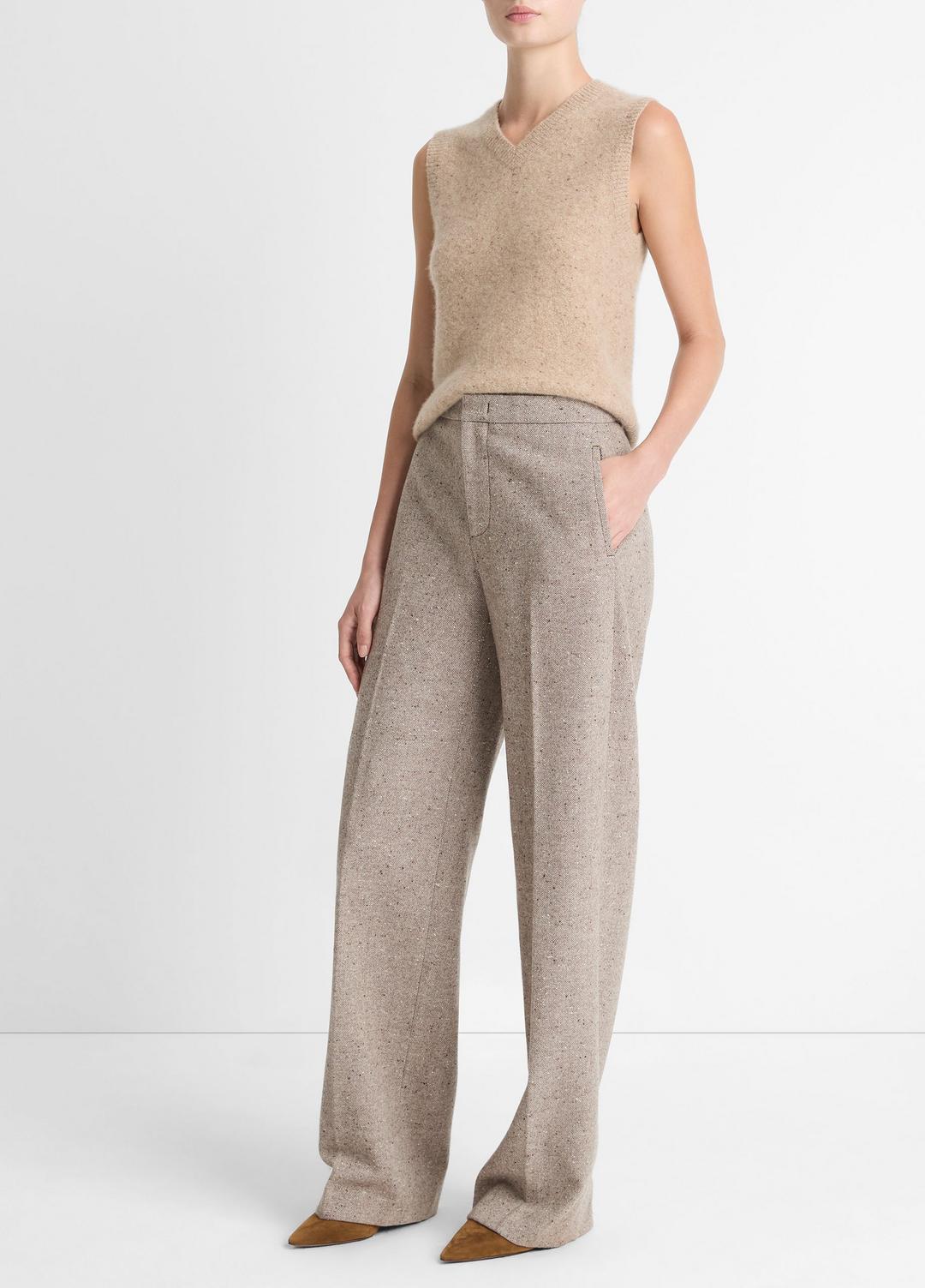 Donegal Wool-Blend Wide-Leg Trouser in Trousers | VINCE Women