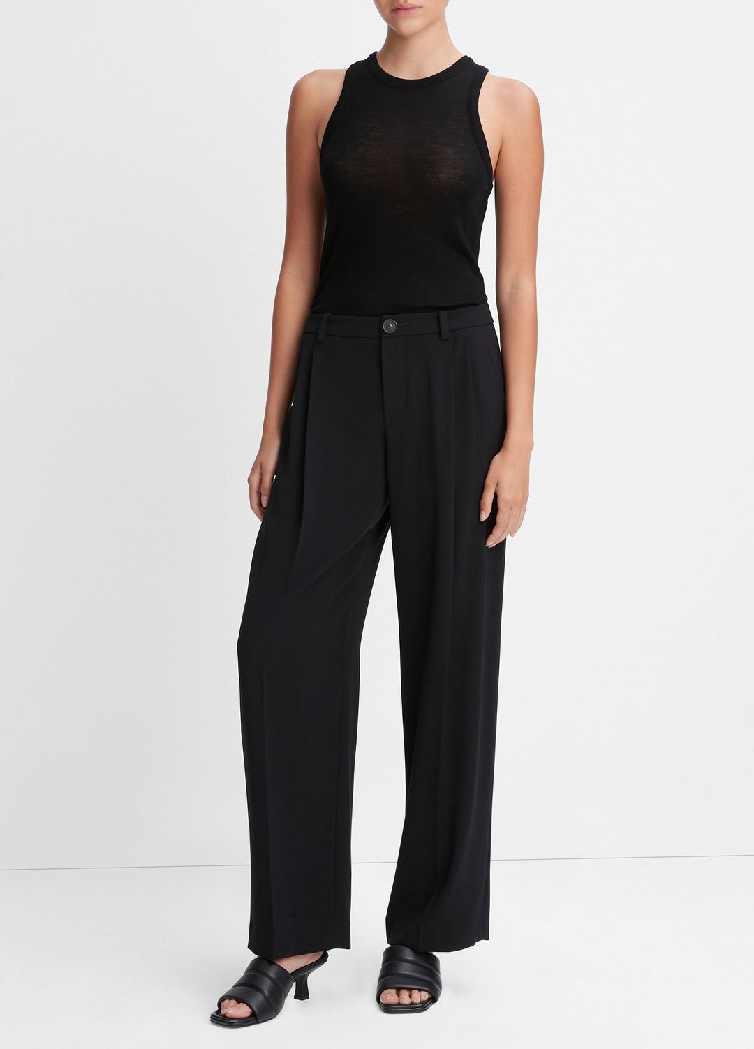 Drop-Waist Pleated Crepe Trouser in Trousers | VINCE Women