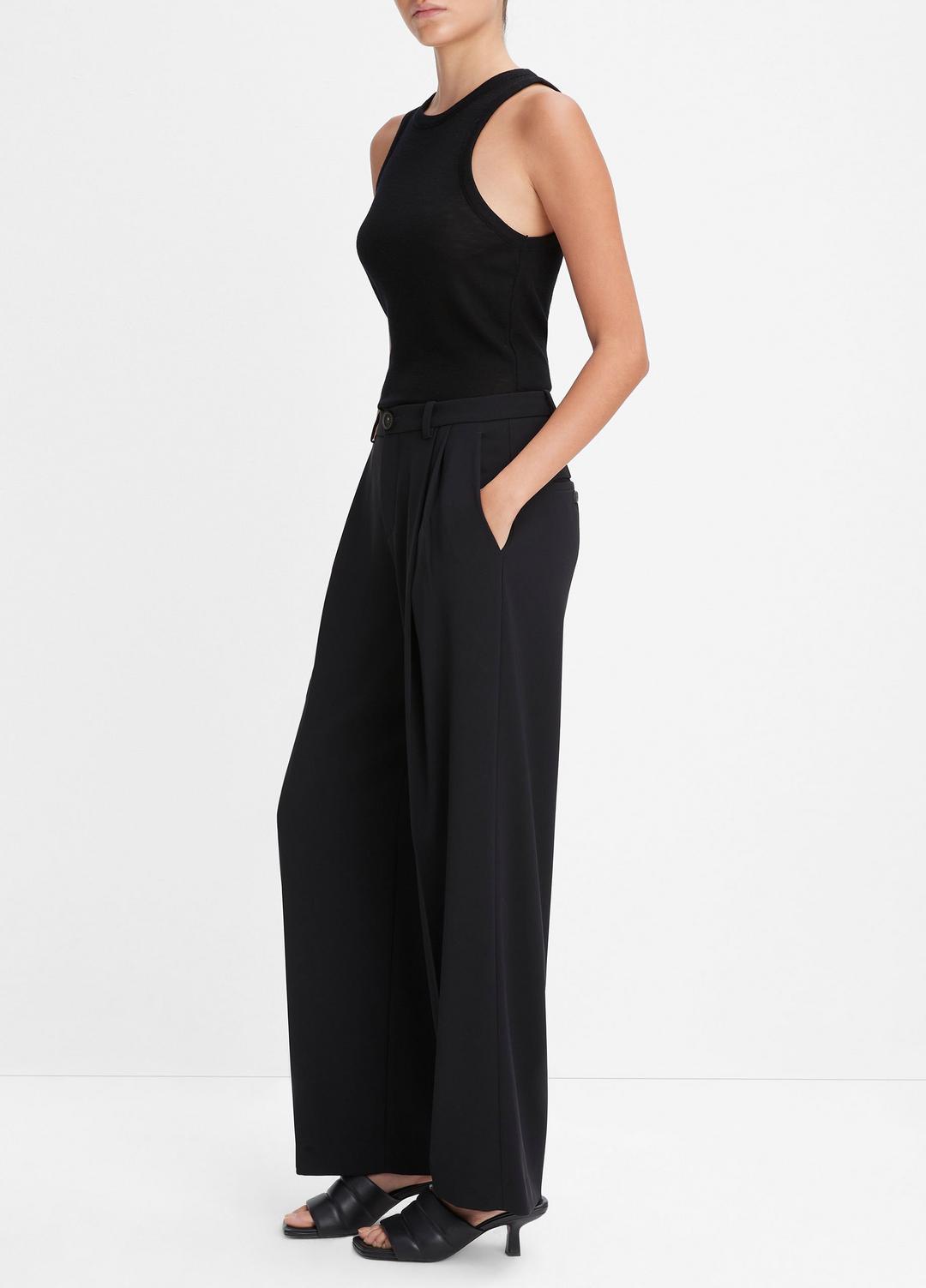 Drop-Waist Pleated Crepe Trouser in Trousers | VINCE Women