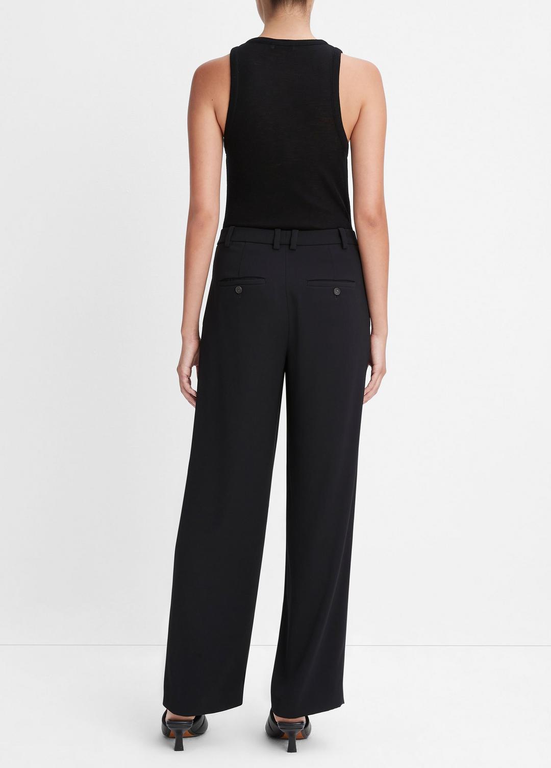 Drop-Waist Pleated Crepe Trouser in Trousers | VINCE Women