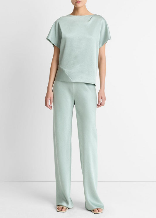 Colette High-Rise Fluid Satin Bias Pant in Trousers | VINCE Women