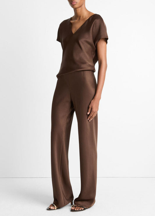 Colette High-Rise Fluid Satin Bias Pant in Trousers | VINCE Women
