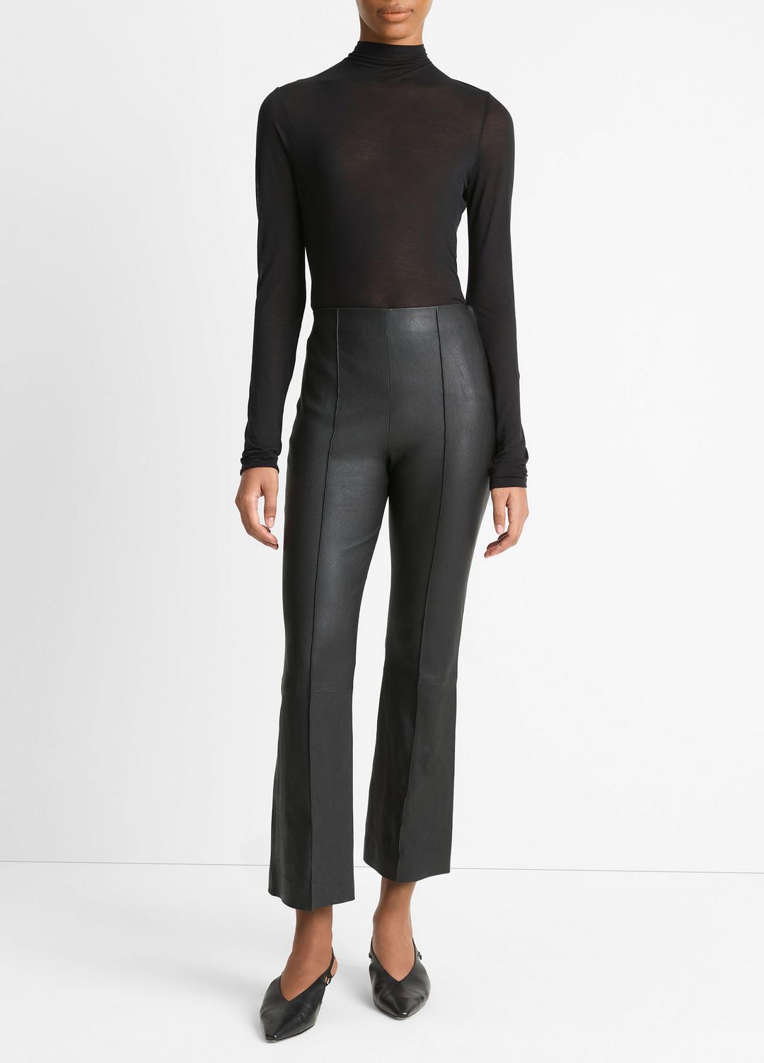 Stretch-Leather Crop Flare Pant in Trousers | VINCE Women