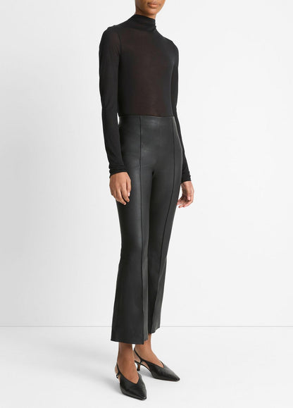 Stretch-Leather Crop Flare Pant in Trousers | VINCE Women