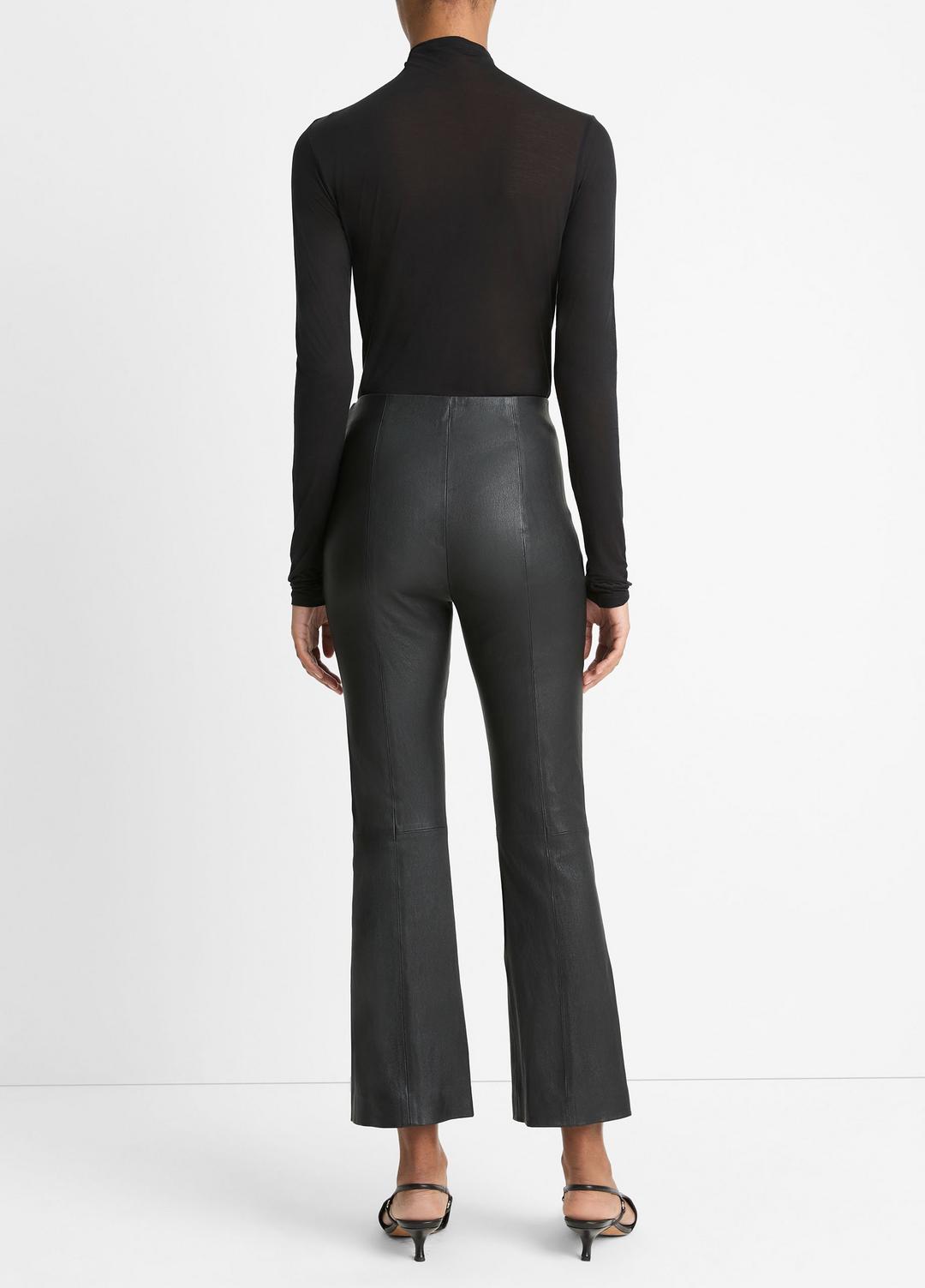 Stretch-Leather Crop Flare Pant in Trousers | VINCE Women