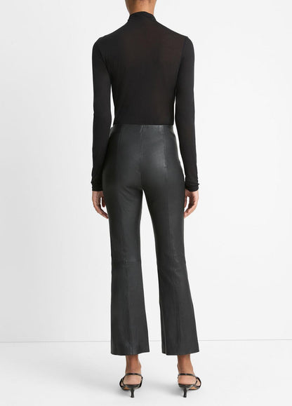 Stretch-Leather Crop Flare Pant in Trousers | VINCE Women