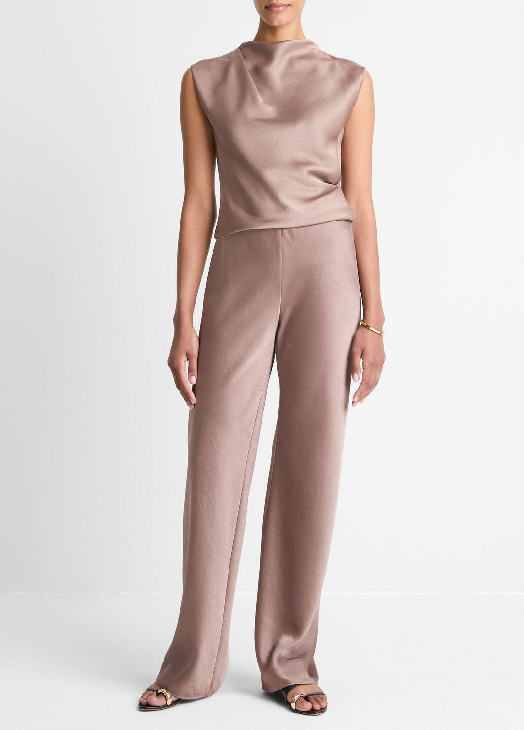 Colette High-Rise Fluid Satin Bias Pant in Trousers | VINCE Women