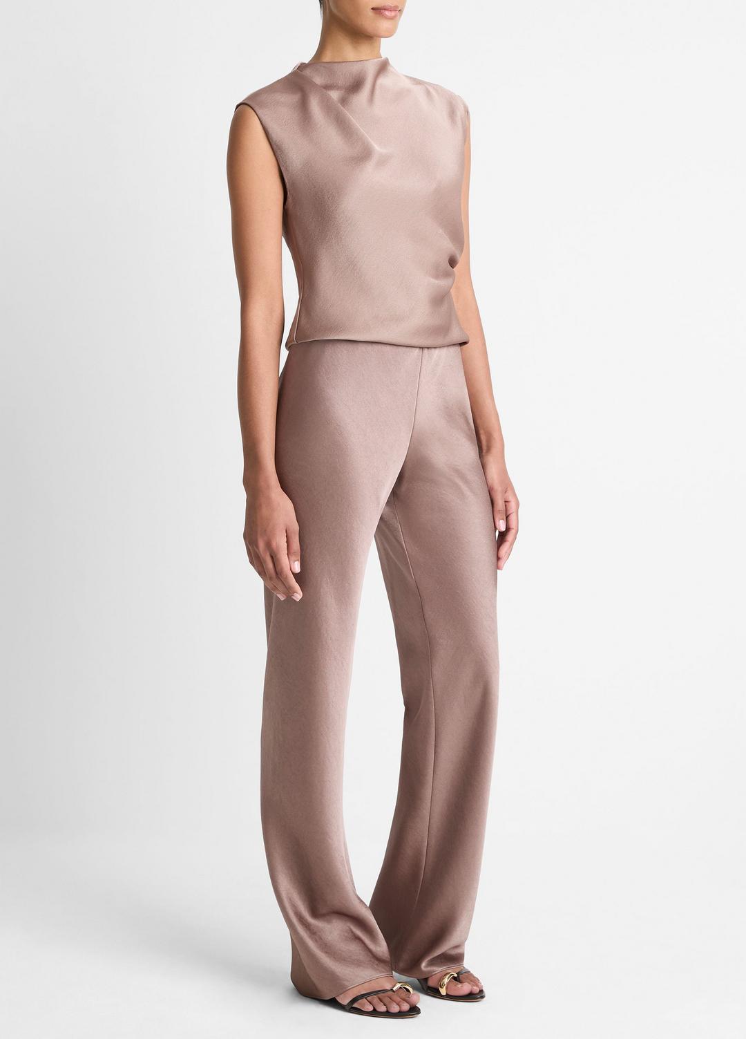 Colette High-Rise Fluid Satin Bias Pant in Trousers | VINCE Women